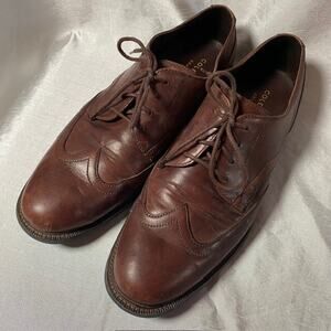 Cole Haan Mens Size 9.5 Grand OS Brown Leather Wingtip Oxford Derby Dress Shoes